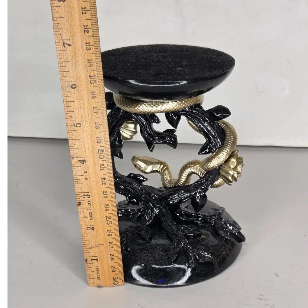 Bath & Body Works Snake Rose Candle Pedestal Holder Black Gold 3-Wick Gothic